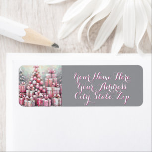 Roze Boom & Persoonlijke Kerstcadeaus Etiket