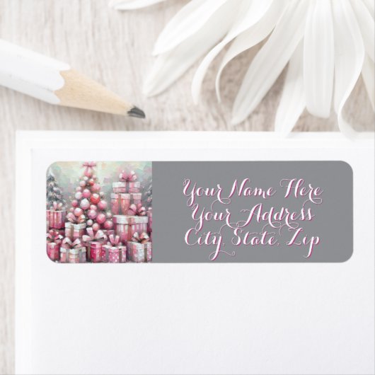 Roze Boom & Persoonlijke Kerstcadeaus Etiket (Insitu)