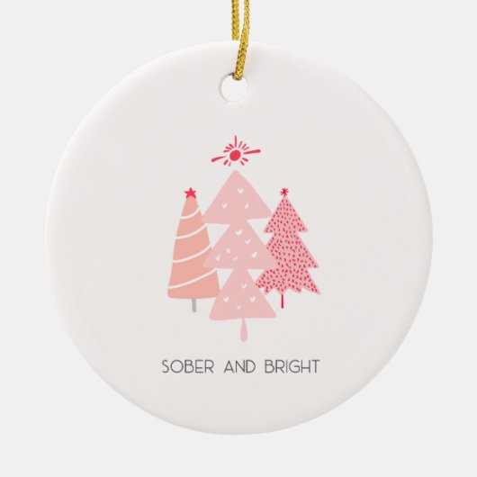  Roze Boom Sobriety Christmas Keramisch Ornament (Voorkant)