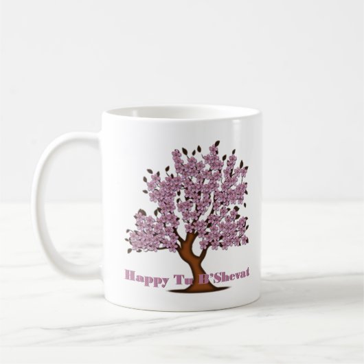 Roze boom Tu B-Shevat Koffiemok (Links)