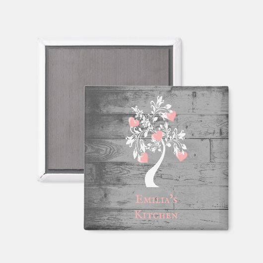 Roze boom van Gepersonaliseerd Magnet van de Harte (Voorkant / Achterkant)