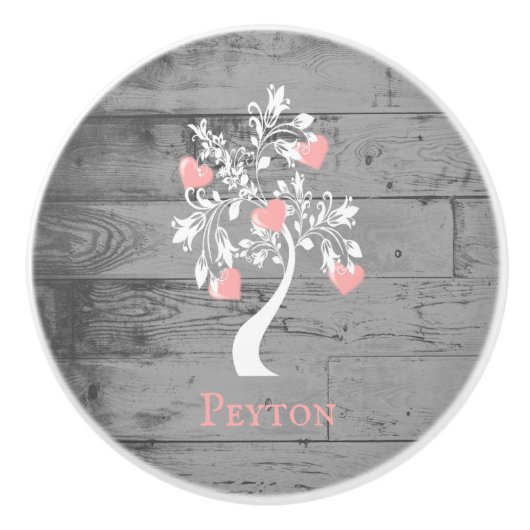 Roze boom van het hart Persoonlijke keramische kno Keramische Knop (Voorkant)