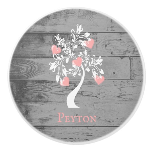 Roze boom van het hart Persoonlijke keramische kno Knop (Voorkant)