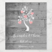 Roze boom van het Wijnlabel van het hartenweddensc Wijn Etiket (Enkel label)