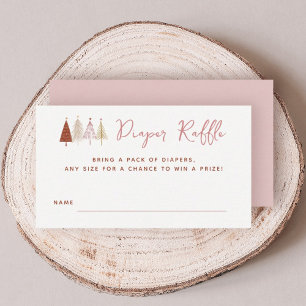 Roze Boom Winter Baby shower Luier Raffle Kaarten