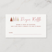 Roze Boom Winter Baby Shower Luiers Raffle Kaarten (Voorkant)