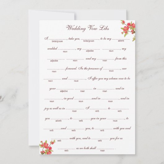 Roze boombloesems Weddenschap Woten Libs Kaarten (Achterkant)