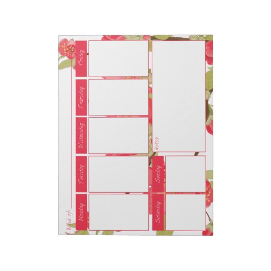 Roze boombloesems Weekagenda Notitieblok (Linkerzijde)