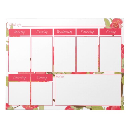 Roze boombloesems Weekagenda Notitieblok (Voorkant)
