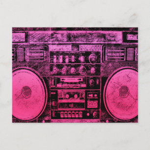 roze boombox briefkaart