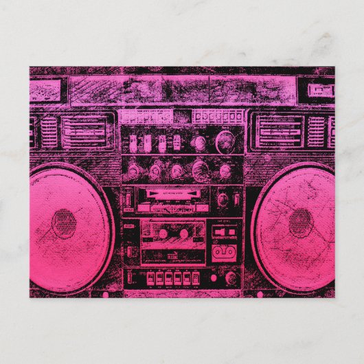 roze boombox briefkaart (Voorkant)