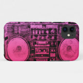 Roze boombox Case-Mate iPhone case (Achterkant (horizontaal))