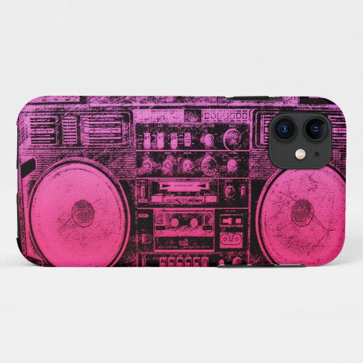 Roze boombox Case-Mate iPhone case (Achterkant (horizontaal))