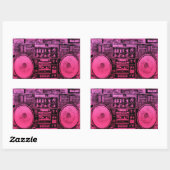 roze boombox rechthoekige sticker (Vel)