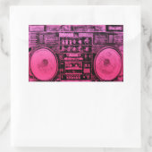 roze boombox rechthoekige sticker (Tas)