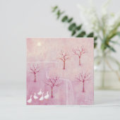 Roze boomgaard met ganzenlandschap schilderij Kaar (Staand voorkant)