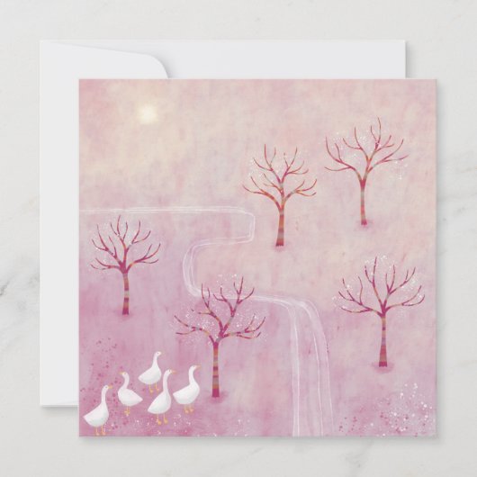 Roze boomgaard met ganzenlandschap schilderij Kaar (Voorkant)