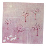 Roze boomgaard met ganzenlandschap schilderij legpuzzel<br><div class="desc">Een kudde ganzen in een boomgaard van appelbomen in de lente. Een zacht droomachtig stoffig roze landschapsschilderij. Originele kunst van Nic Squirrell.</div>
