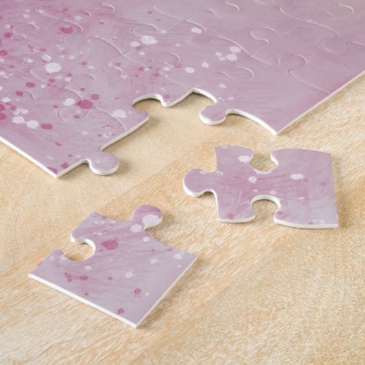 Roze boomgaard met ganzenlandschap schilderij legpuzzel (Zijkant)