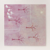 Roze boomgaard met ganzenlandschap schilderij legpuzzel (Horizontaal)