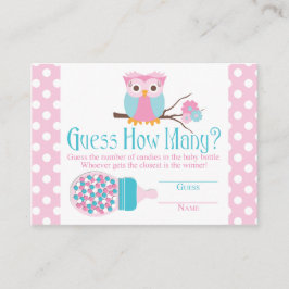 Roze boomkorflens Baby shower gans Informatiekaartje