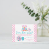Roze boomkorflens Baby shower gans Informatiekaartje (Staand voorkant)