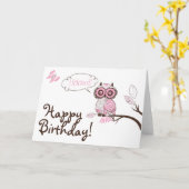 Roze boomkorren en vlinder Floral Happy Birthday K Kaart (Gele Bloem)