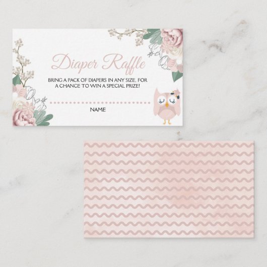 Roze boomkorren Floral Baby shower Diaper Raffle Informatiekaartje (Voorkant / Achterkant)
