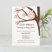 Roze boomkorren in een aanslag op een babymeisje kaart (Staand voorkant)