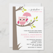 Roze boomkorren met paraplu-Baby shower Kaart (Voorkant)