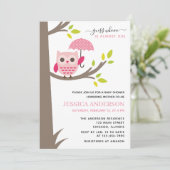 Roze boomkorren met paraplu-Baby shower Kaart (Staand voorkant)