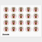 Roze boomkorren ronde sticker (Vel)