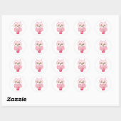 Roze boomkorren ronde sticker (Vel)