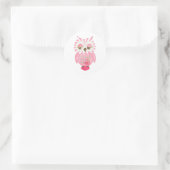 Roze boomkorren ronde sticker (Tas)