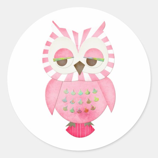Roze boomkorren ronde sticker (Voorkant)