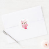 Roze boomkorren ronde sticker (Envelop)