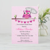 Roze boomkorren, Umbrella, Bridal Shower Invitatio Kaart (Staand voorkant)