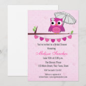 Roze boomkorren, Umbrella, Bridal Shower Invitatio Kaart (Voorkant / Achterkant)