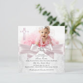  roze boomkruis foto's Baptisme/Christening Kaart (Staand voorkant)