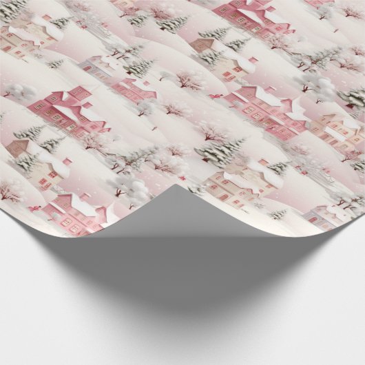 roze boompatroon cadeaupapier (Hoek)