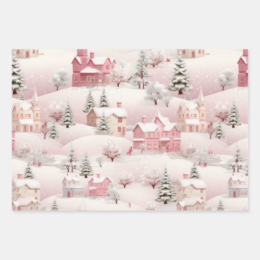  roze boompatroon inpakpapier vel (Voorkant)