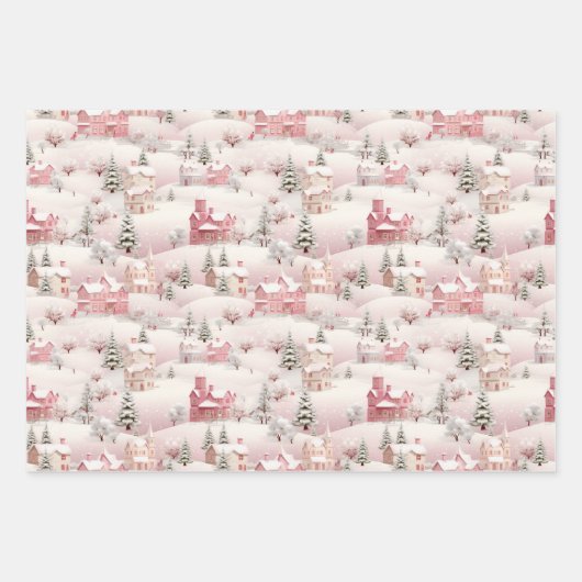 roze boompatroon inpakpapier vel (Voorkant)