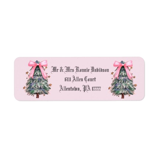 Roze Boompje Retouradreslabels Etiket (Voorkant)