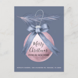 Roze boomstructuur Ornament Dusty Blue Holiday Mov Aankondigingskaart