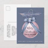 Roze boomstructuur Ornament Dusty Blue Holiday Mov Aankondigingskaart (Voorkant / Achterkant)