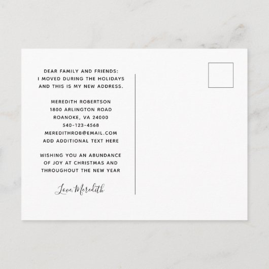 Roze boomstructuur Ornament Dusty Blue Holiday Mov Aankondigingskaart (Achterkant)