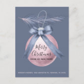 Roze boomstructuur Ornament Dusty Blue Holiday Mov Aankondigingskaart (Voorkant)