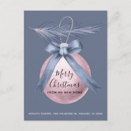 Roze boomstructuur Ornament Dusty Blue Holiday Mov Aankondigingskaart