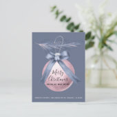 Roze boomstructuur Ornament Dusty Blue Holiday Mov Aankondigingskaart (Staand voorkant)