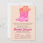Roze Boot Cowgirl Country Bruids Douche Uitnodigin Kaart (Voorkant)